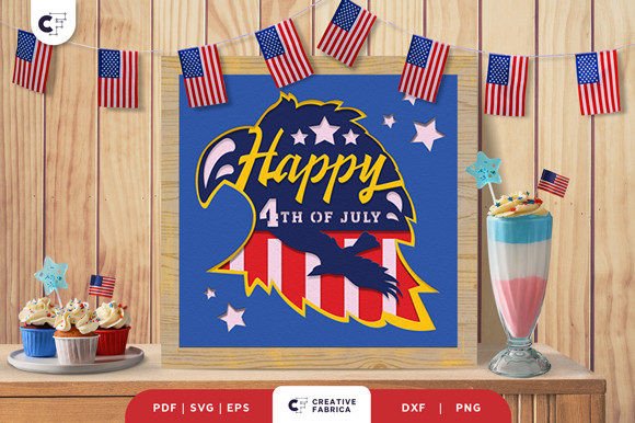 Download USA Eagle Flag 3D Paper Cut SVG - Usa Collection