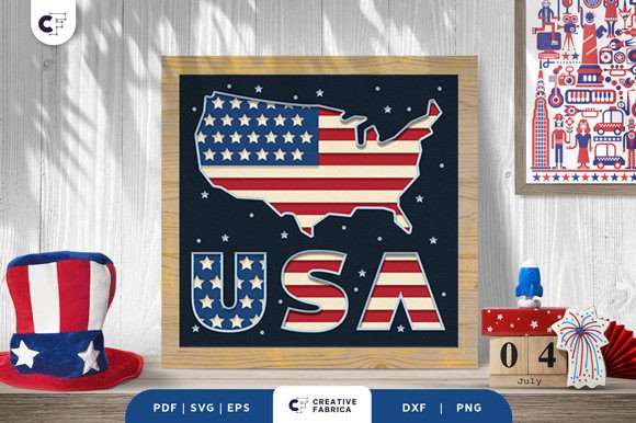 Download USA Sign 3D Layered Box Paper Cut SVG - Usa Collection