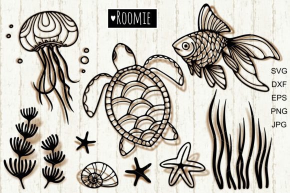 Download Ocean Sea SVG, Goldfish Turtle Jellyfish - Sea svg Collection