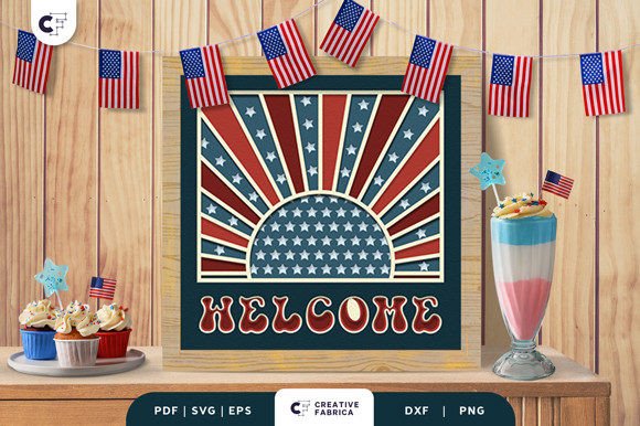 Download USA Welcome Sign 3D Paper Cutting SVG - Usa Collection