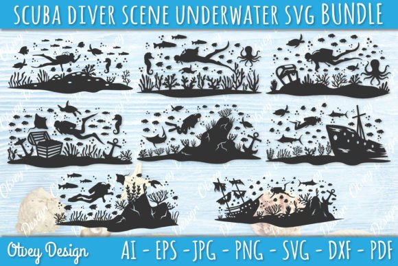 Download Scuba Diver Scene Underwater SVG BUNDLE - Premium Resources