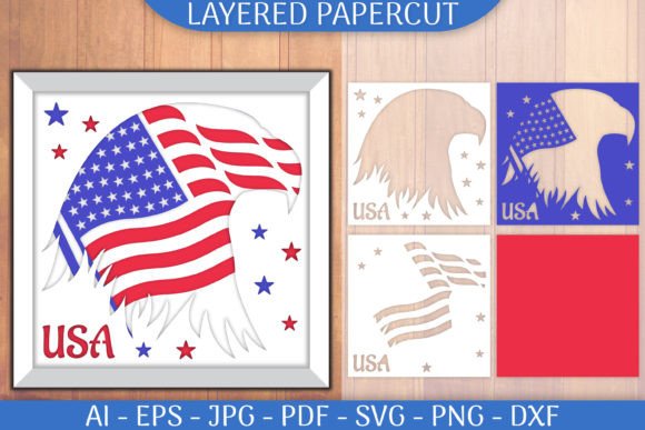 Download USA Flag in Head Eagle Layered Papercut - Usa Collection
