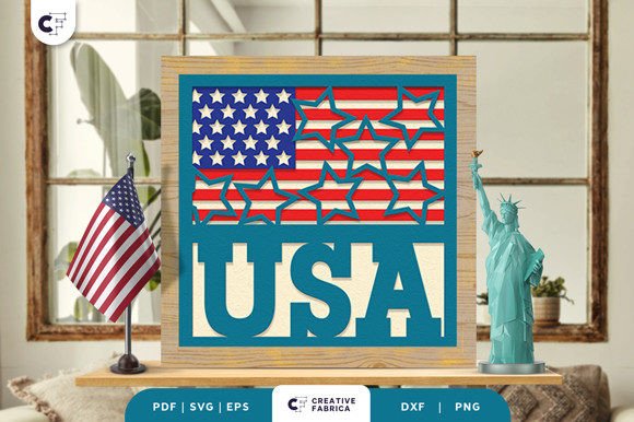 Download USA Sign 3D Shadow Box SVG - Usa Collection