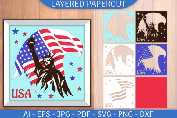 Download USA Flag in Head Eagle Layered Papercut - Usa Collection