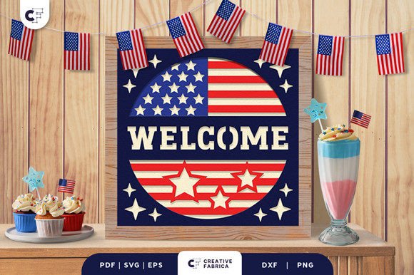 Download USA Welcome Sign 3D Paper Cut SVG - Usa Collection